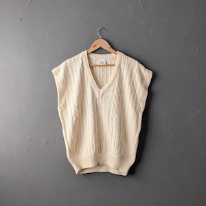 Herren 80er Creme Tank Top, Zopfweste, 46 Brust