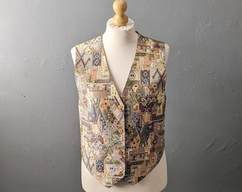 90s Tapestry Waistcoat by Yessica, Southwestern Vest, Size Large