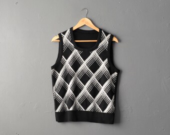 Mens 80s Knit Tank Top Silver Metallic 