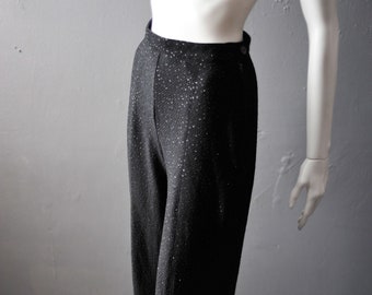 90s Sparkly Sequin Cropped Trousers by Lesvil, Tapered Fit, Size Small