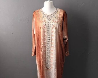 Vintage Caftan Beach Dress, Moroccan Style Holiday Coverup, Free Size