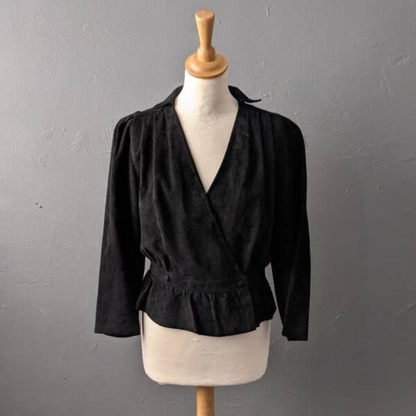 Belted Suede Effect Peplum Jacket