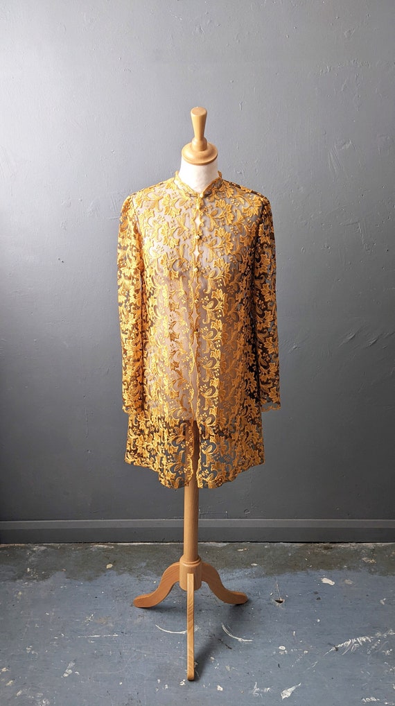 Buy 90s Golden Lace Jacket Vintage Eveningwear Size Small Online in India Etsy