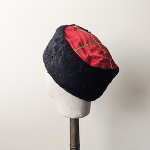 Cossack Faux Astrakhan Fur Hat, Russian Costume Headwear, Medium Size
