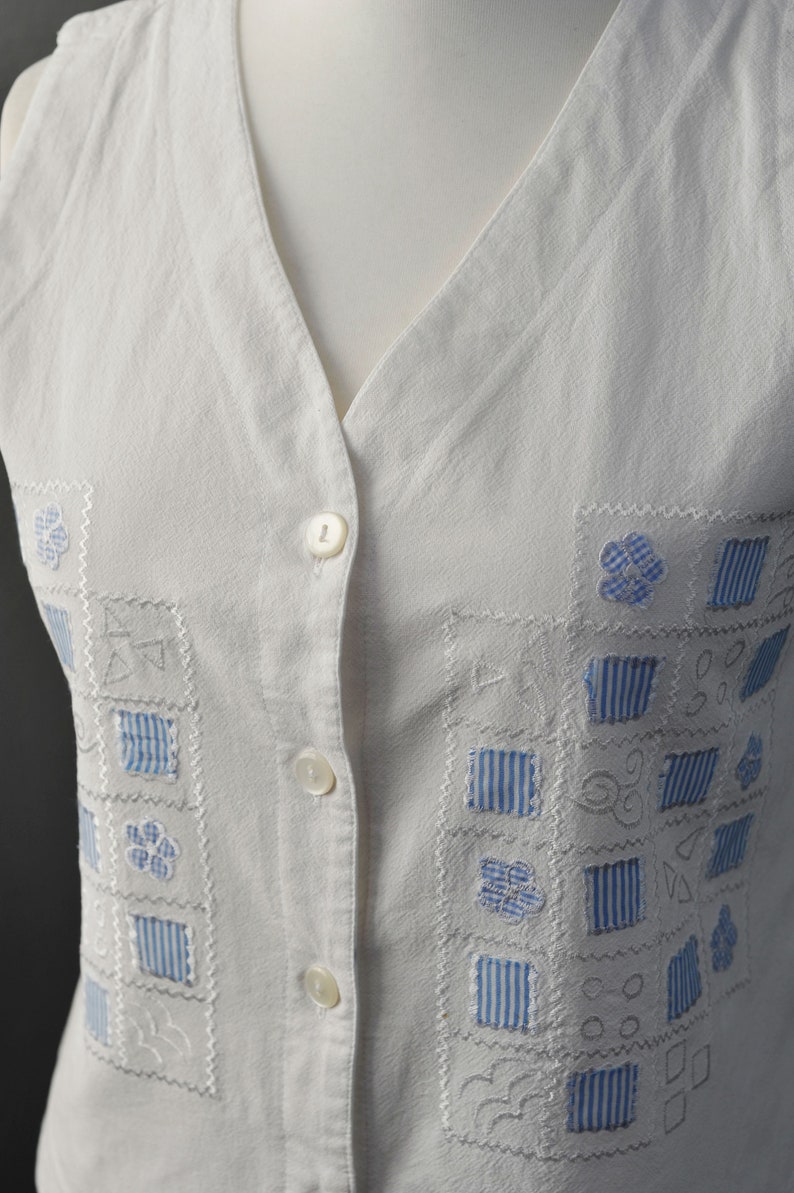 Vintage 90s Summer Waistcoat Lightweight Cotton Vest Size Medium