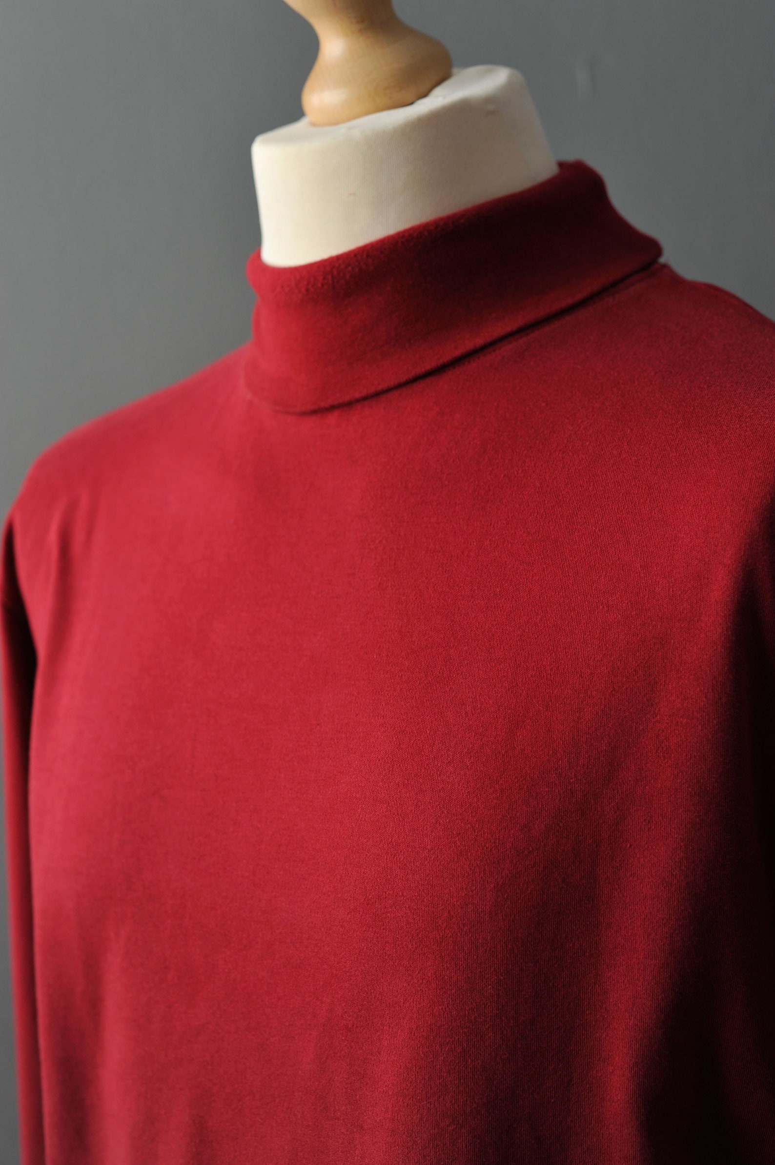 Vintage Red Polo Neck 90s Mock Neck Cotton Top Size Large - Etsy