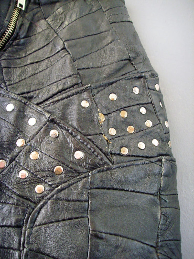 Patchwork Leather Skirt 80s Apocalyptic Rock Chick Gothic - Etsy