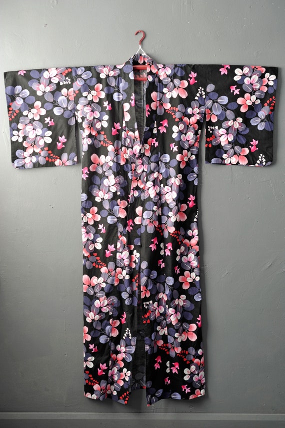 Goldfish and Hagi Yukata Kimono, Japanese Cotton Summ… - Gem