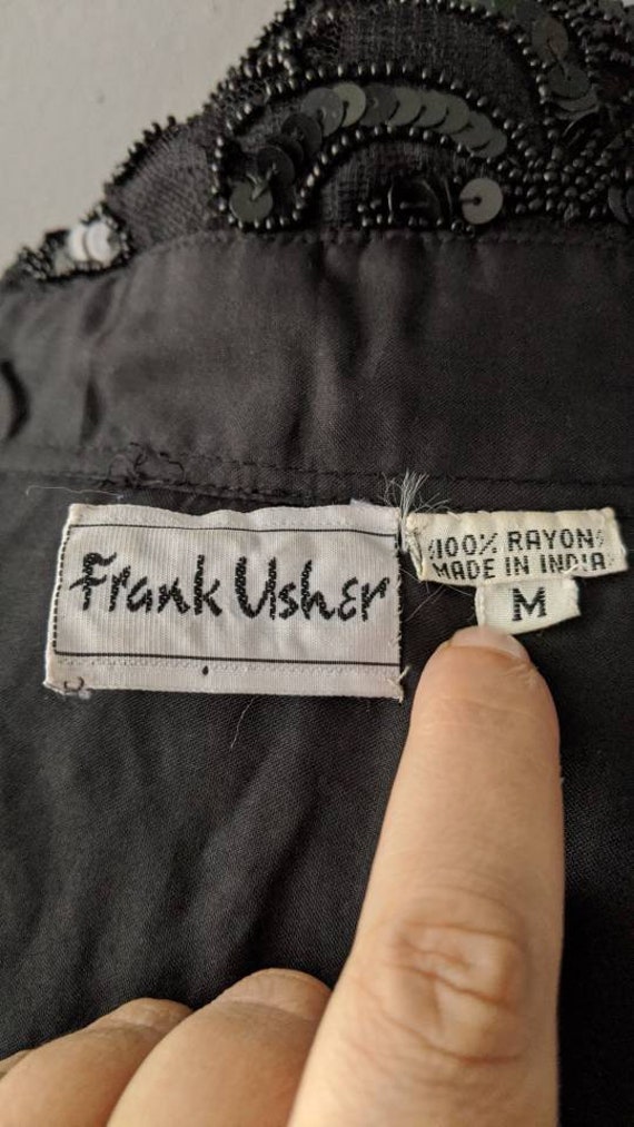 90s Frank Usher Beaded Sequin Lace Shirt, Size La… - image 8