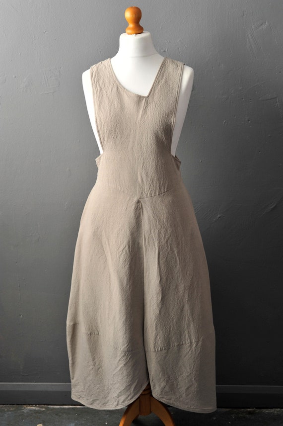 Y2K Linen Pinafore Dress, Lagenlook Walter Krines,