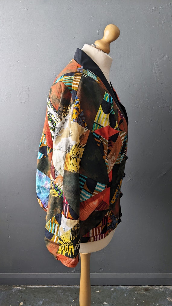 80s Multicoloured Patchwork Jacket, Vintage Handm… - image 5