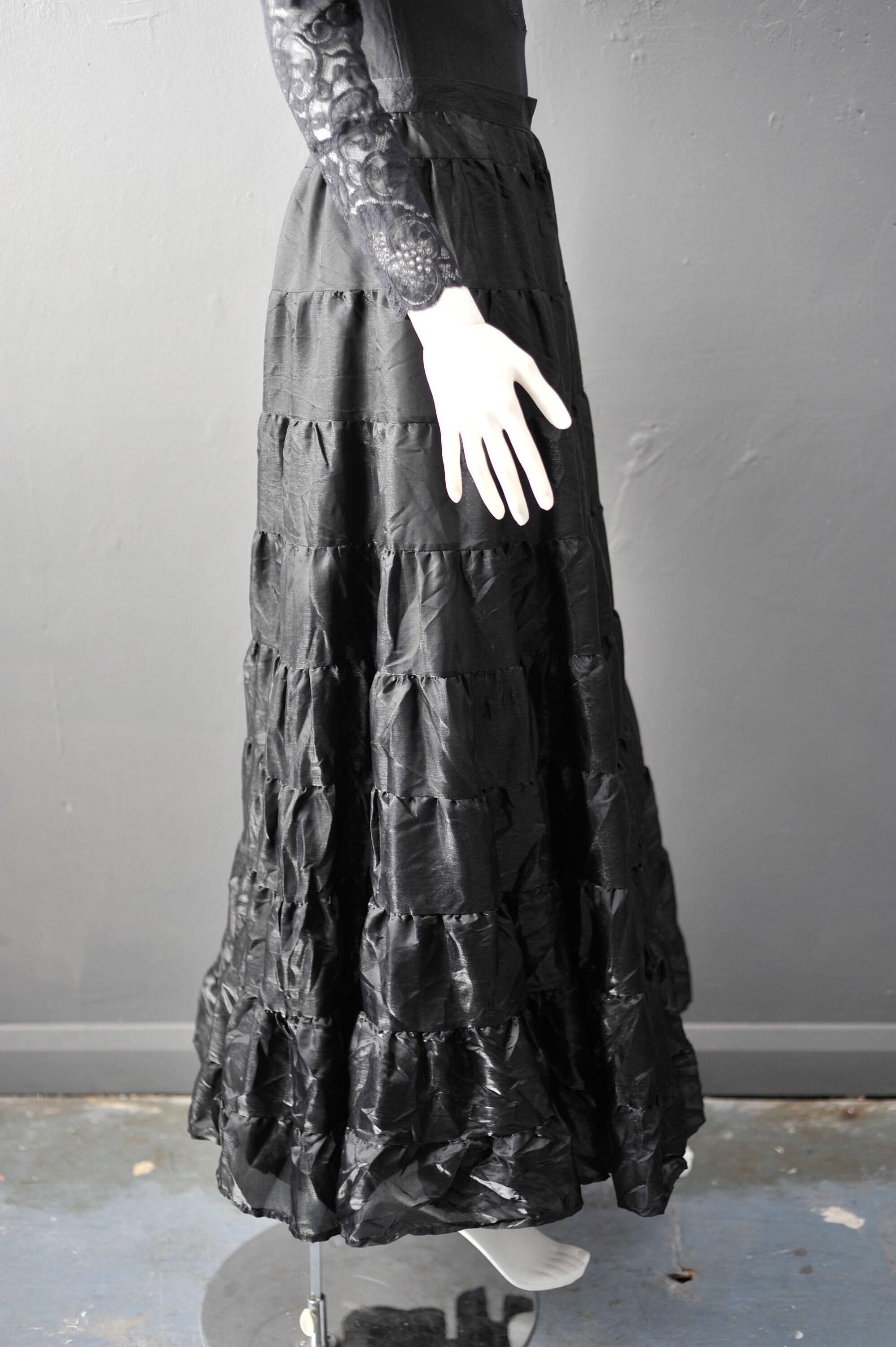 80’s Witchy Black Acetate Skirt main image 1