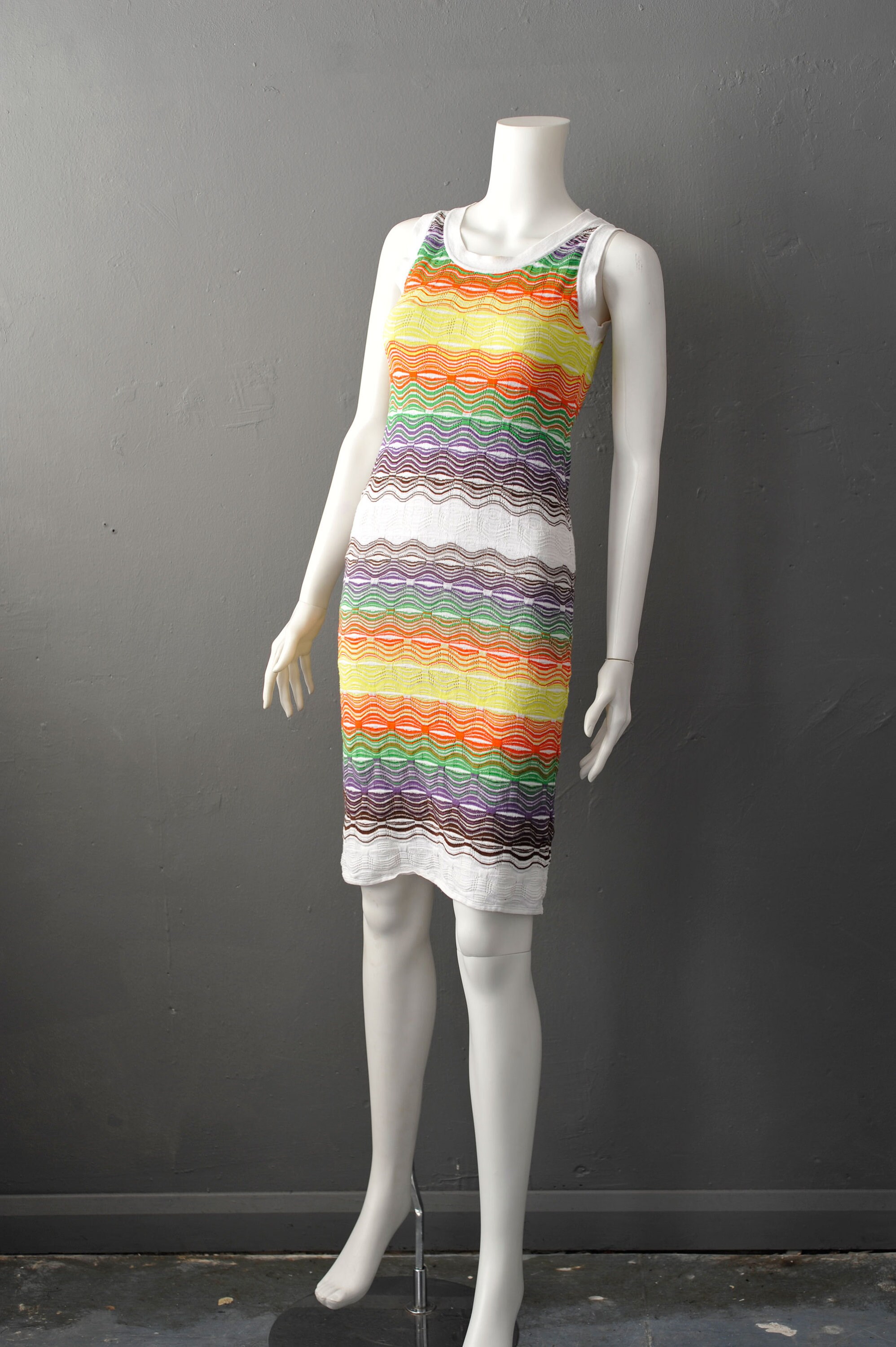Image of Vintage M Missoni Knitted Dress, Multicoloured Cotton, Size Small
