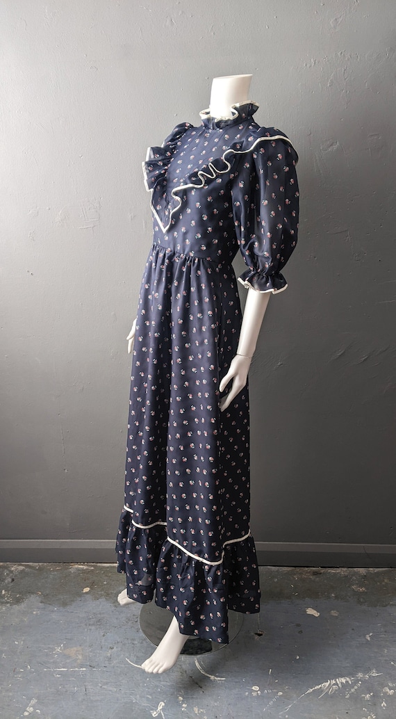 knee length dresses for ladies Straps Floral Print Ruffle Long Summer Dress with Lace-up Back   FancyVestido