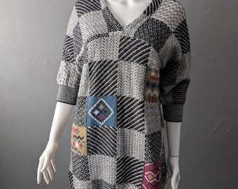 Vestido de punto estilo retro nerd, jersey geométrico de lana, punto chic de 8 bits, talla mediana