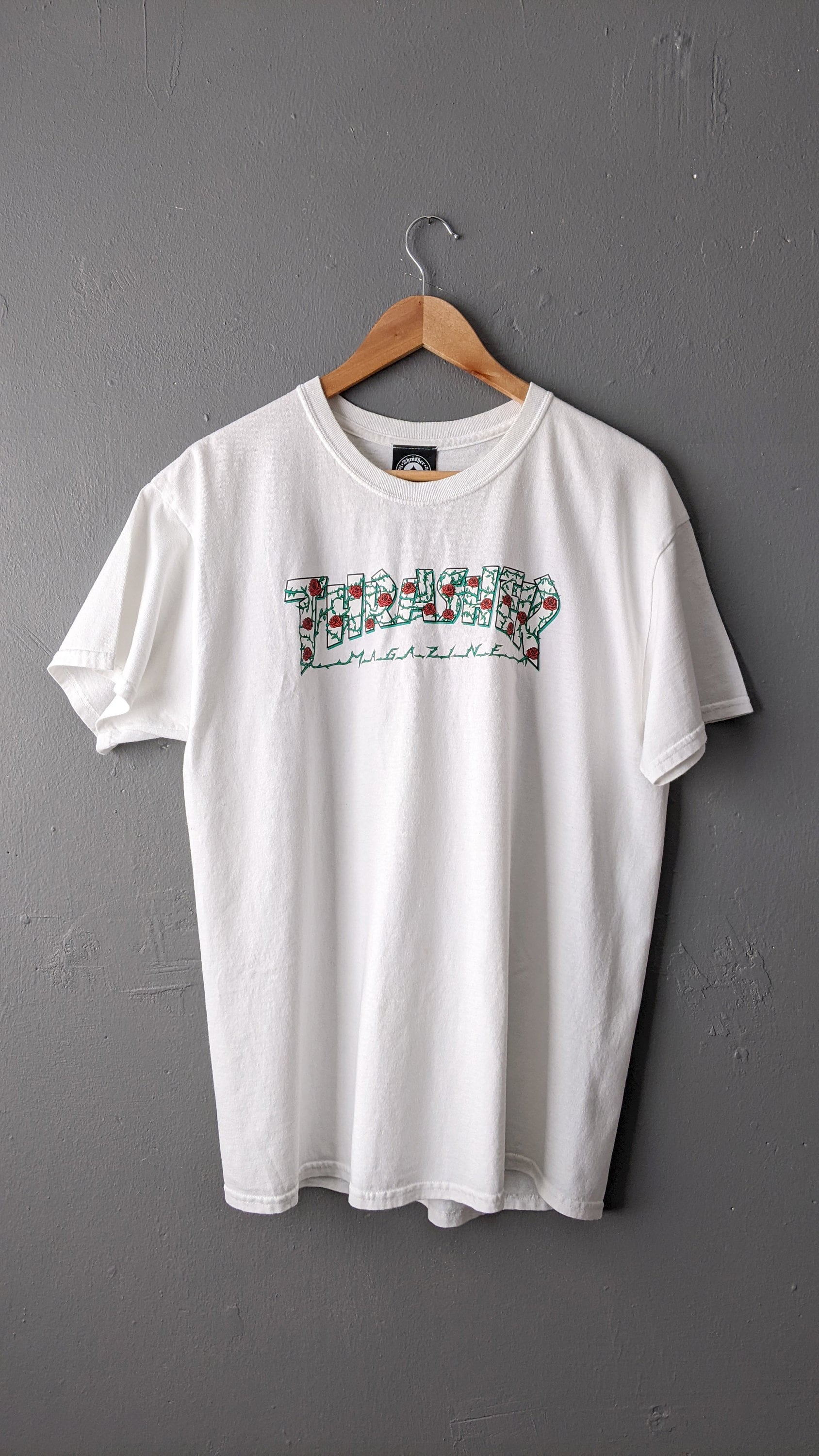 Vintage Thrasher Magazine T Shirt, Roses Logo, Skateboarding Vintage Thrasher Magazine T Shirt, Roses Logo, Skateboarding