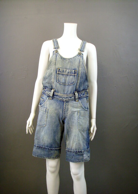 knee length denim dungaree dress