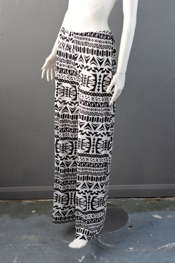 90s Wide Leg Summer Trousers, Retro Tribal Flares… - image 2