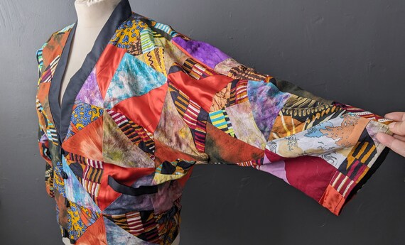 80s Multicoloured Patchwork Jacket, Vintage Handm… - image 6