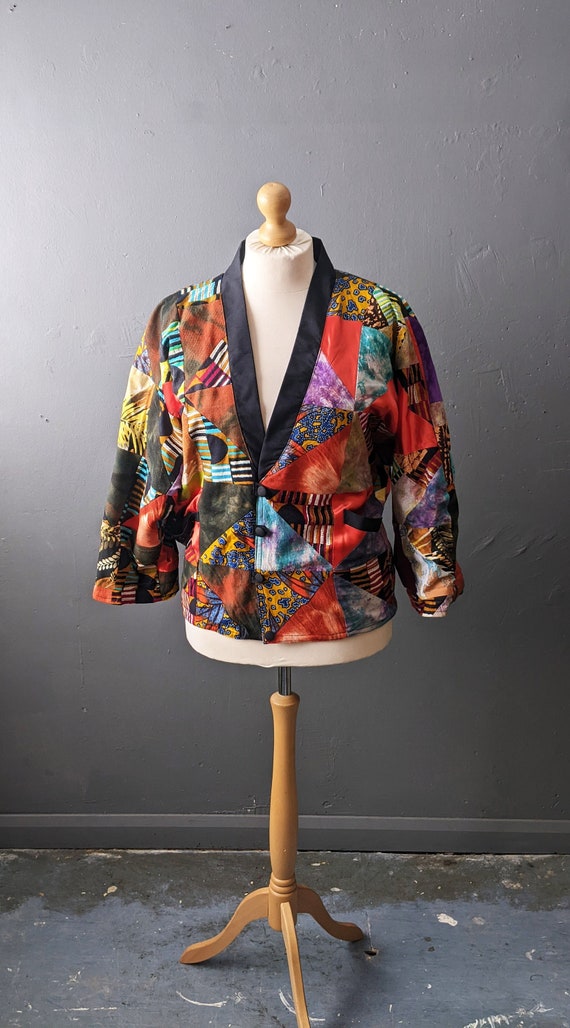 80s Multicoloured Patchwork Jacket, Vintage Handm… - image 1