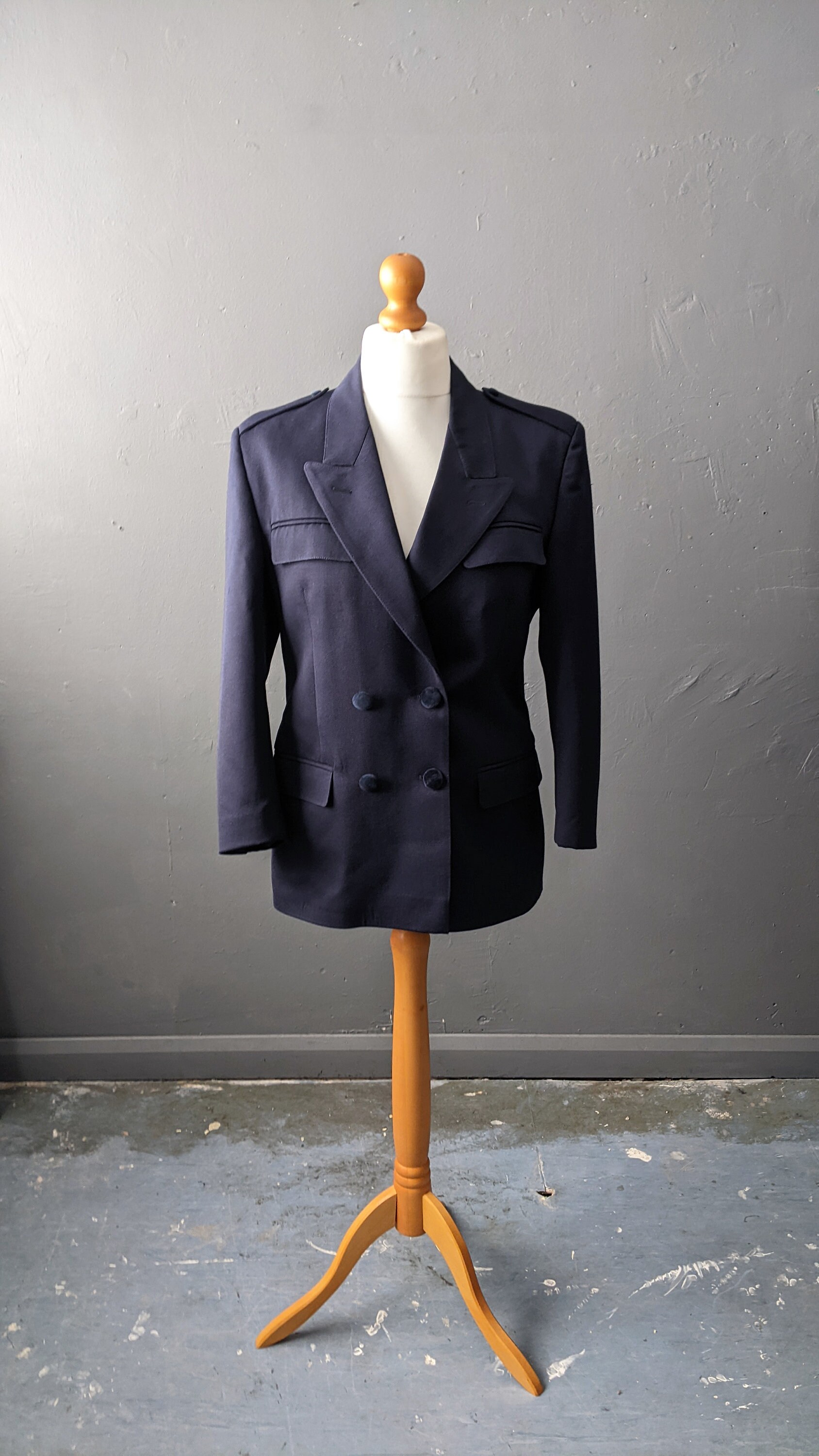 90s Navy Blue Double Breasted Jacket, Italian Wool Blazer, Size 