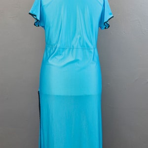 Vintage Aqua Blue Nightgown 80s Side Split Chemise Lace - Etsy