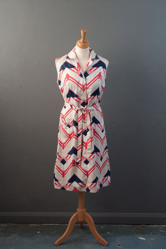 70s Cotton Shirt Dress Mettler of Switzerland Modern Deco | Etsy