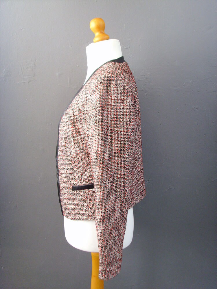 90s Phildar Tweed Jacket Collarless Dress Blazer With Vegan - Etsy UK