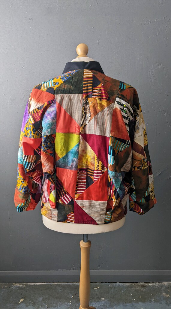 80s Multicoloured Patchwork Jacket, Vintage Handm… - image 4