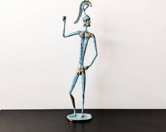 Vintage Achilles Warrior Statue, Greek Myths And Legends Brass Figurine