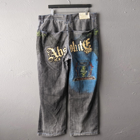 90s Raw Blue Brand Jeans, Baggy Denim Hip Hop Trousers, 38 Waist 