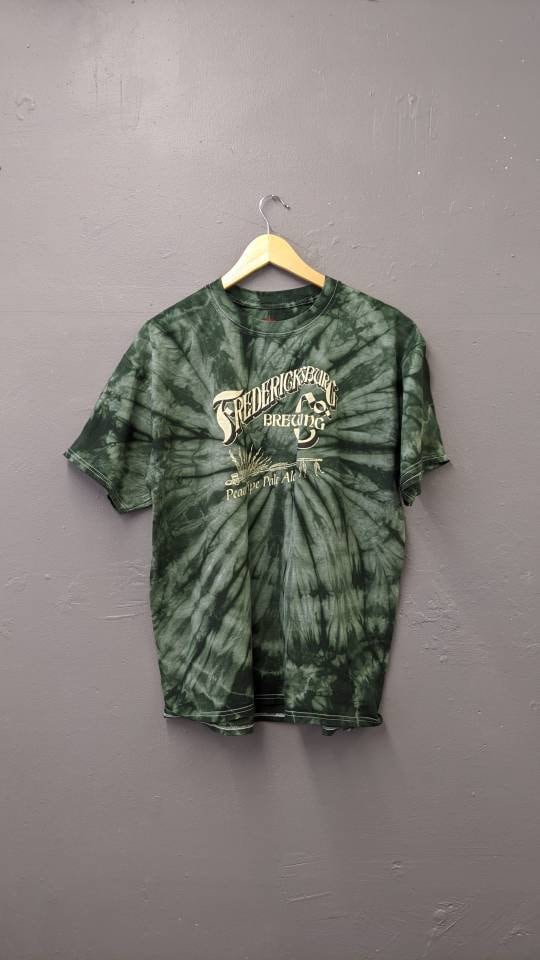 Image of Fredericksburg Tie Dye Tshirt, Upcycled Beer Enthusiast Top, Size Medium