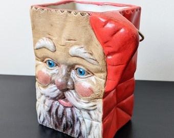 90er Rußmännchen Weihnachtsmann Keramik Behälter, Retro Kitsch Weihnachtsdeko