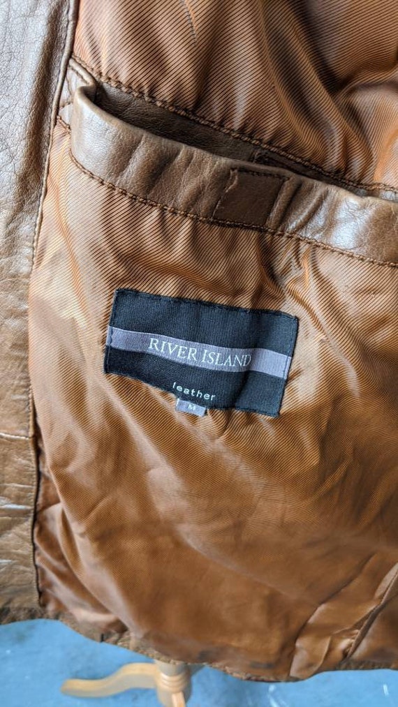Brown Leather Blazer by River Island Mens Y2K Casual Suit Jacket Size Medium 42 Chest Etsy