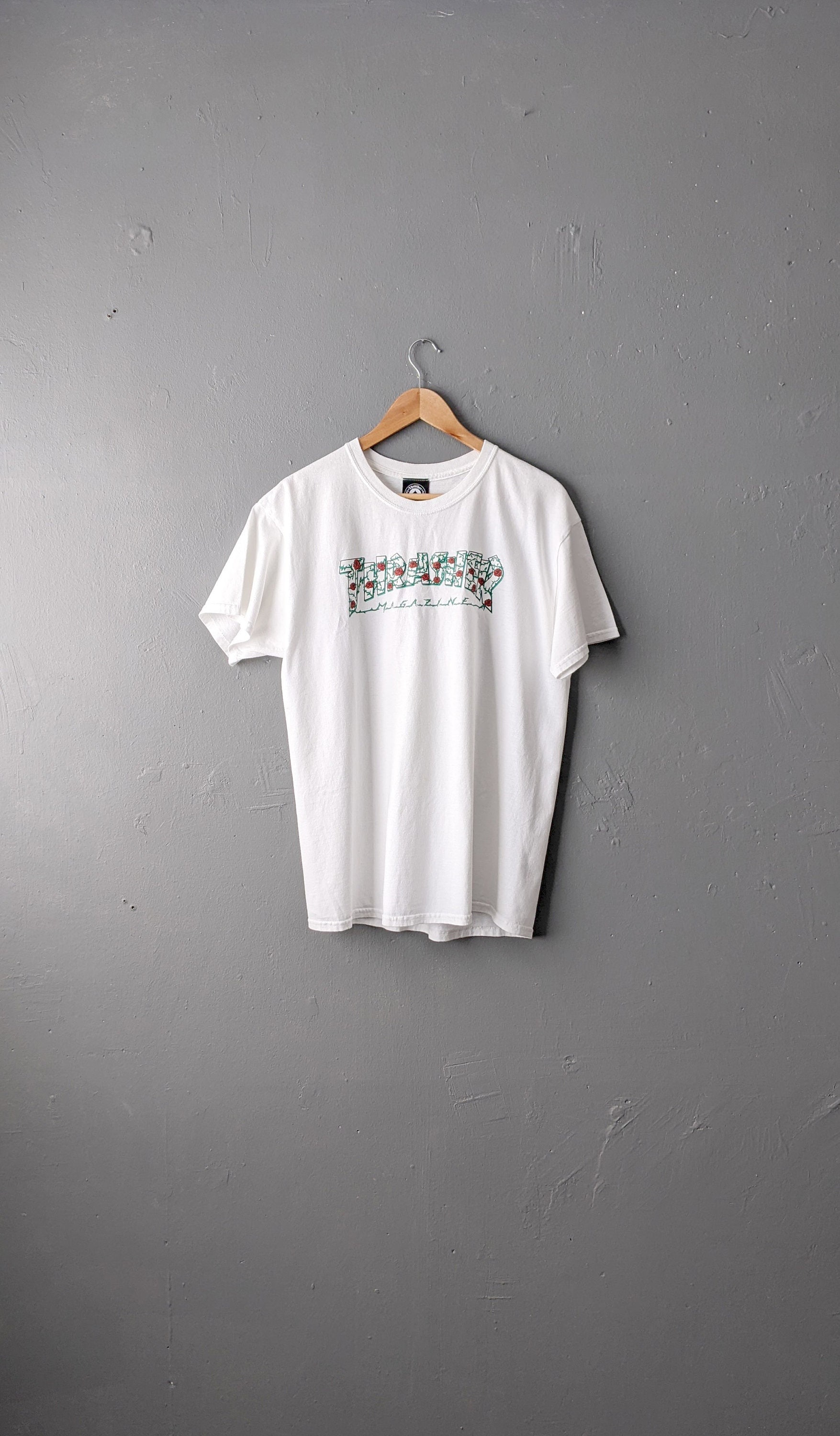 Vintage Thrasher Magazine T Shirt, Roses Logo, Skateboarding Vintage Thrasher Magazine T Shirt, Roses Logo, Skateboarding