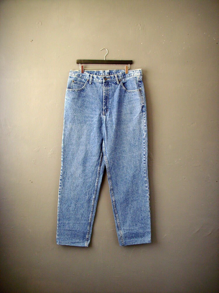 Image of Mens 80S Acid Wash Jeans, Vintage Stonewash Denim, 38 Waist Xl