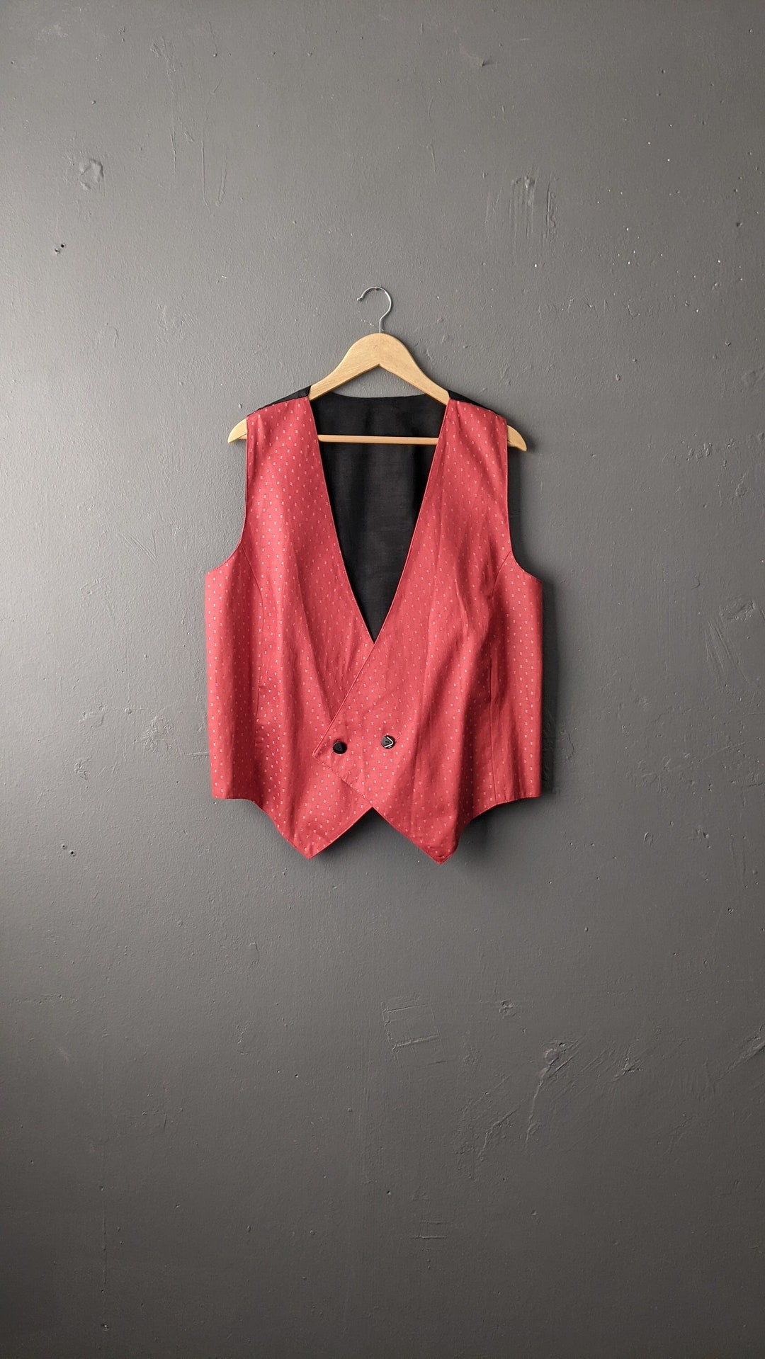 Mens Jacquard Waistcoat, 80s Vintage Grooms Vest, 44 Chest Size Large