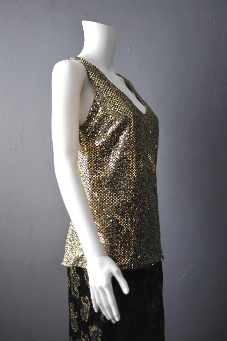 Gunmetal Sequin Sleeveless Top