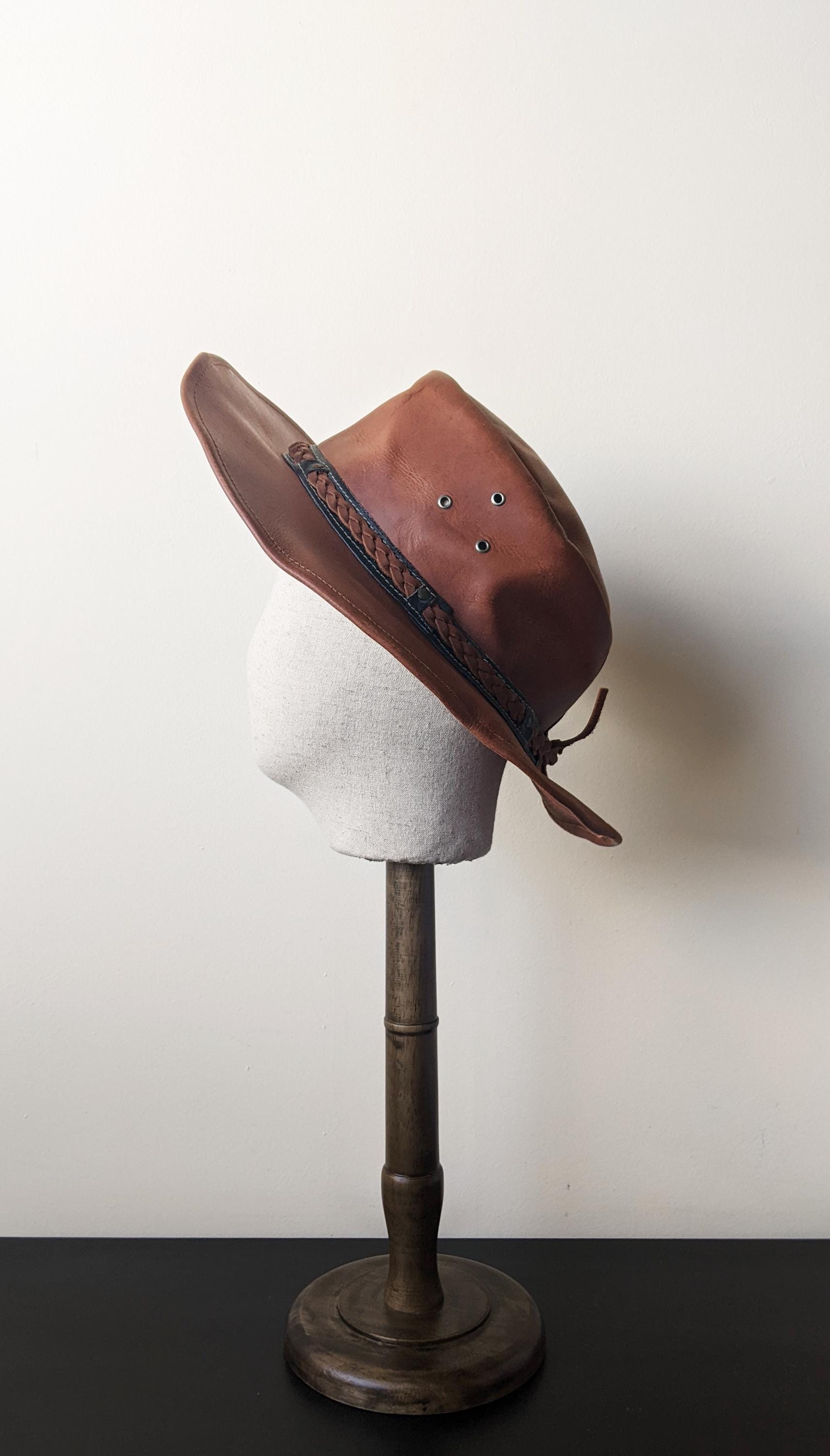 Vintage Australian Cowboy Hat, Leather Outback Headwear  display picture 2