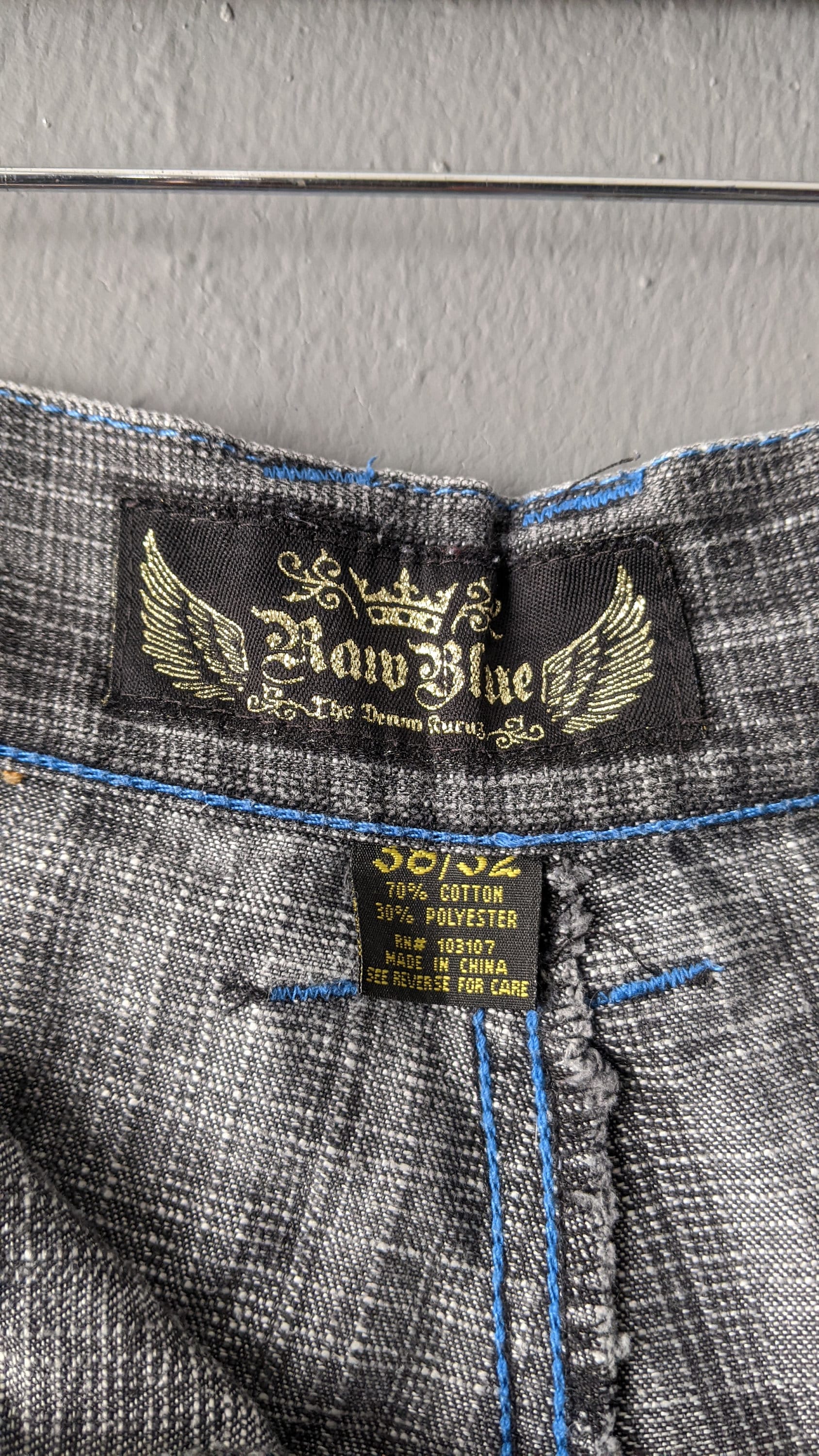 90s Raw Blue Brand Jeans, Baggy Denim Hip Hop Trousers, 38 Waist 
