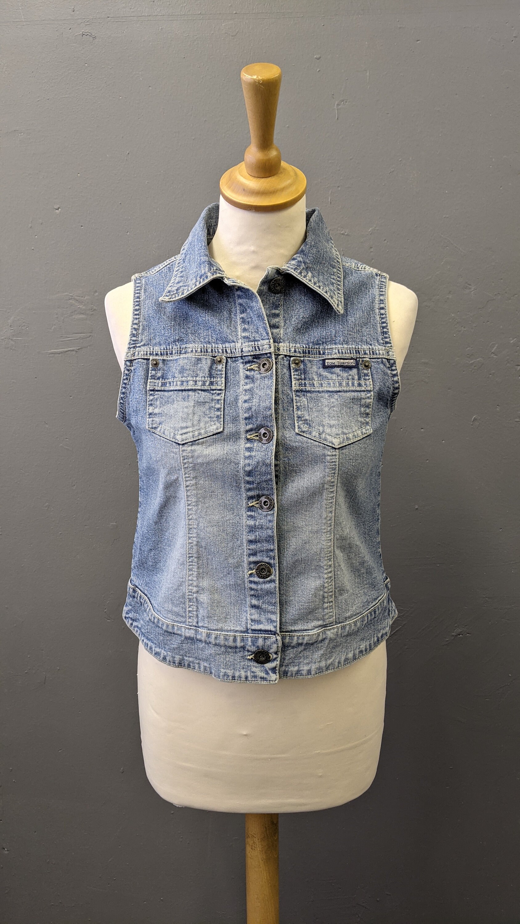 Buy 90s Light Blue Denim Vest Tom Tompson Sleeveless Jean Jacket