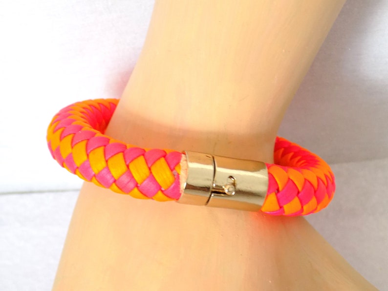 woven leather strap bracelet leather twisted bracelet. Stunning talking piece Leather bracelet magnetic secure clasp