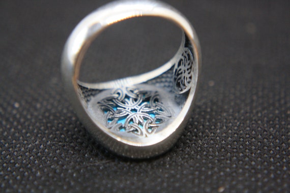 Sterling silver and real turquoise ring size 10 - image 2