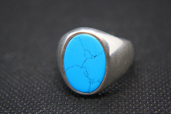 Sterling silver and real turquoise ring size 10 - image 1