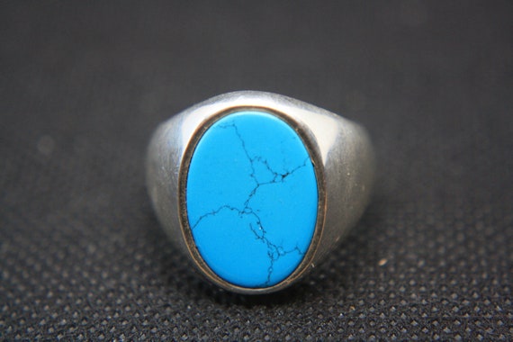 Sterling silver and real turquoise ring size 10 - image 3
