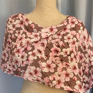 Cherry blossom shawl pink print wrap scarf pink print organic cotton lightweight shawl for wedding shawl summer wrap floral print shawl pink