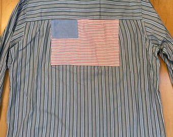 Camisa de rayas verdes recicladas para hombre, talla XXL