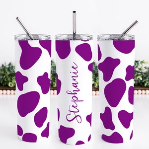 Personalized Cow Print Tumbler | Custom Western Cow Print Tumbler | Personalized Cowhide Tumbler Cup | Birthday Gift Cow Print Tumbler