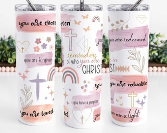 Christian Affirmation Tumbler | Bible Affirmations Tumbler | You Are Chosen Tumbler Cup | Travel Cup for Mom | Affirmation Tumbler
