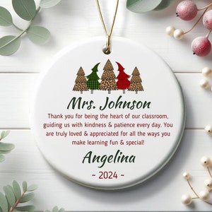 Personalized Teacher Christmas Ornament, Teacher Christmas Gift With Student Name, Unique Teacher Ornament, Custom Teacher Gift Keepsake